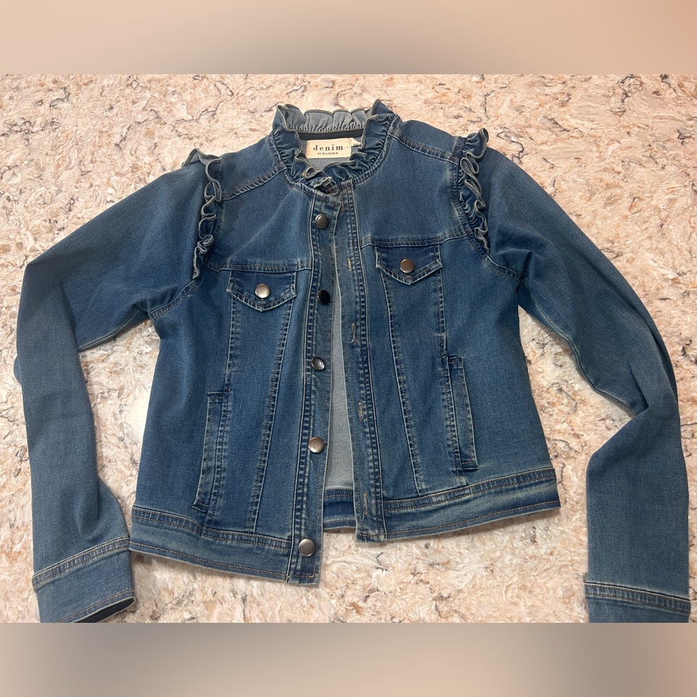 Vici Denim by Ellison Blue Jean Jacket with Ruffle Detail